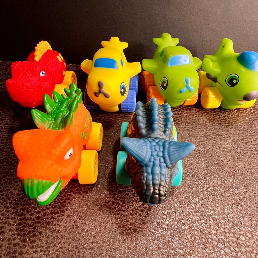 6pc Pull‎ Back Toy Vehicles Toddler Dinosaur & Airplane Multicolor